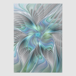 Papel De Seda Abstract Blue Green Butterfly Fantasy Fractal Art