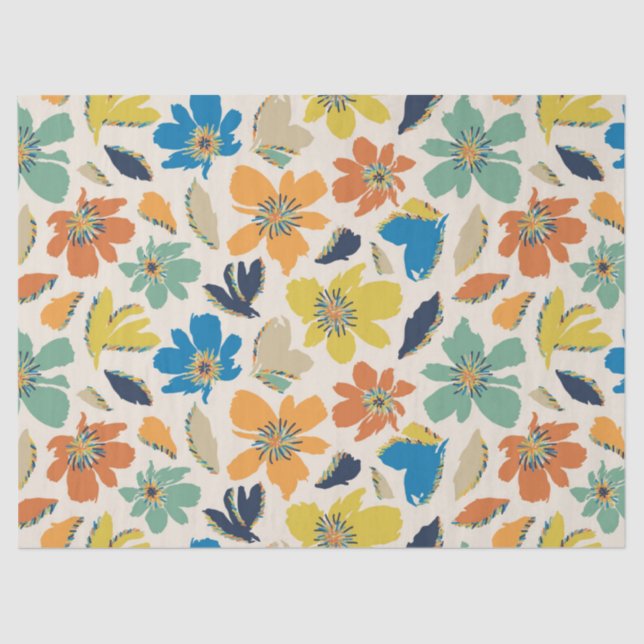 Papel De Seda Abstract Hand-Drawn Boho Floral Pattern (Frente )