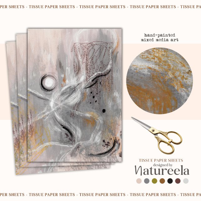 Papel De Seda Abstract Modern Gray Decoupage Tissue Paper (Criador carregado)
