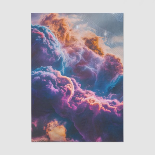 Papel De Seda Abstract Space Nebula Art - Colorful Cosmic (Frente )