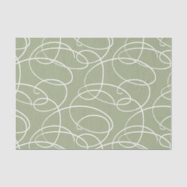 Papel De Seda Abstract Swirling Vine | Elegant Line Art Green