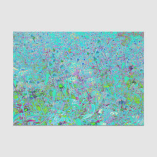 Papel De Seda Abstrato Aqua Green e Purple Coneflower Garden