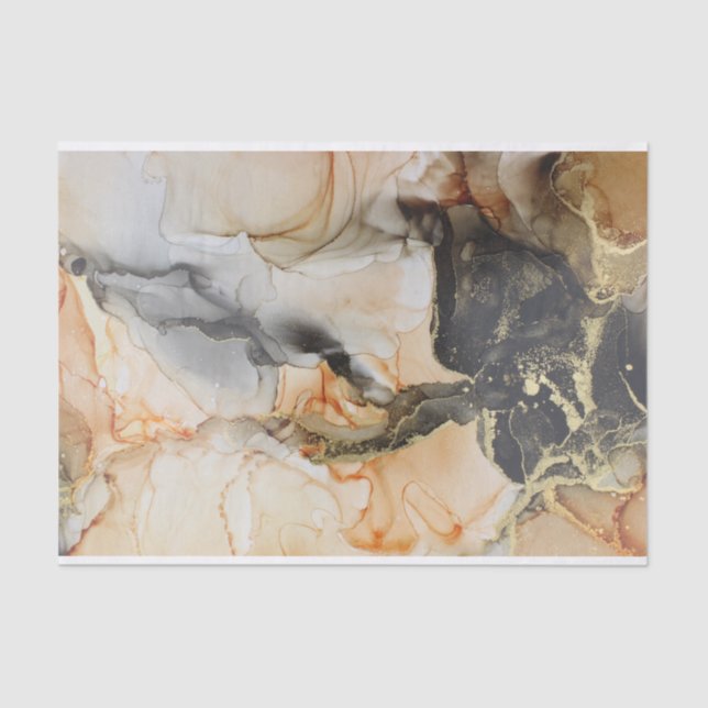 Papel De Seda Abstrato Art Jewel Toned Citrus, Black & Dourado (Frente )