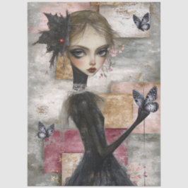 Papel De Seda Abstrato Art Mixer Media Grunge Girl Decoupage