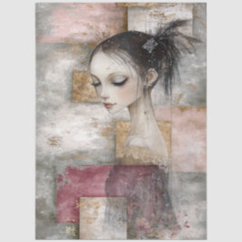 Papel De Seda Abstrato Art Mixer Media Grunge Girl Decoupage