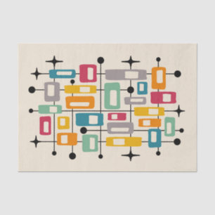 Papel De Seda Abstrato Atômica Moderno de Meio século Retroativo