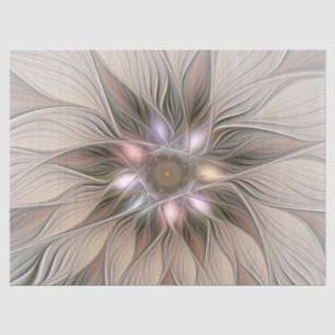 Papel De Seda Abstrato Beige Brown Floral Fractal de Flor Joyful