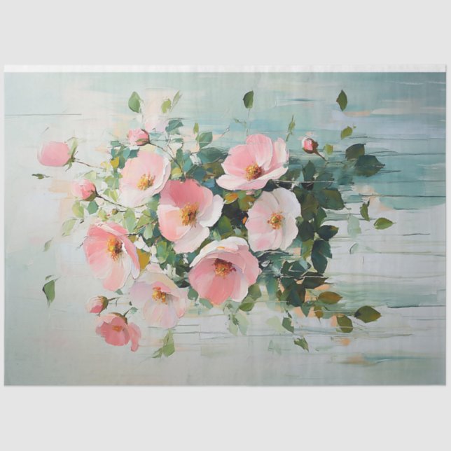 Papel De Seda Abstrato Blush Pink Buquê Decoupage (Frente )