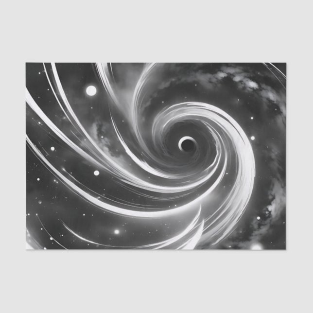 Papel De Seda Abstrato de espaço preto e branco (Frente )