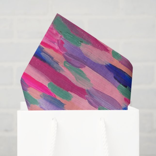 Papel De Seda Abstrato de faixas rosa (Sacola de presentes)