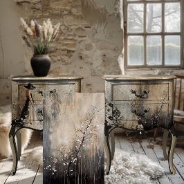 Papel De Seda Abstrato de Ramificação de Árvore de Brilhos Branc