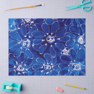 Papel De Seda Abstrato disies Blue Floral Decoupage