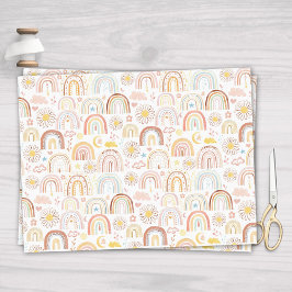 Papel De Seda Abstrato dos arco-íris e flores margaridas colorid