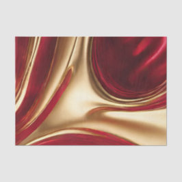Papel De Seda Abstrato Flow Art-Red e Dourado-