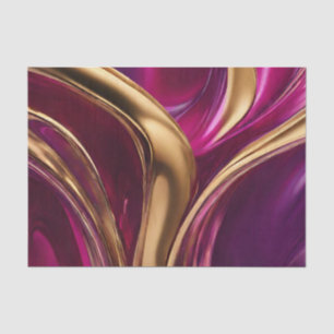 Papel De Seda Abstrato — Fluxo Arte-Fúcsia Roxo e Dourado-