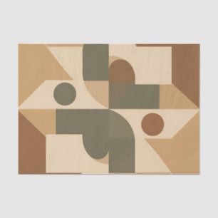 Papel De Seda Abstrato Geométrico Boho Terroso