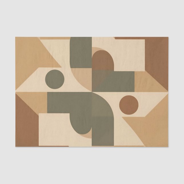 Papel De Seda Abstrato Geométrico Boho Terroso (Frente )