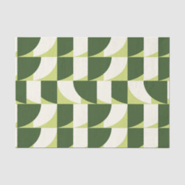 Papel De Seda Abstrato Geométrico Branco Verde