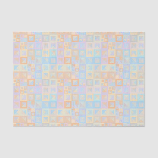 Papel De Seda Abstrato Geométrico Colorido Pastel Boho (Frente )