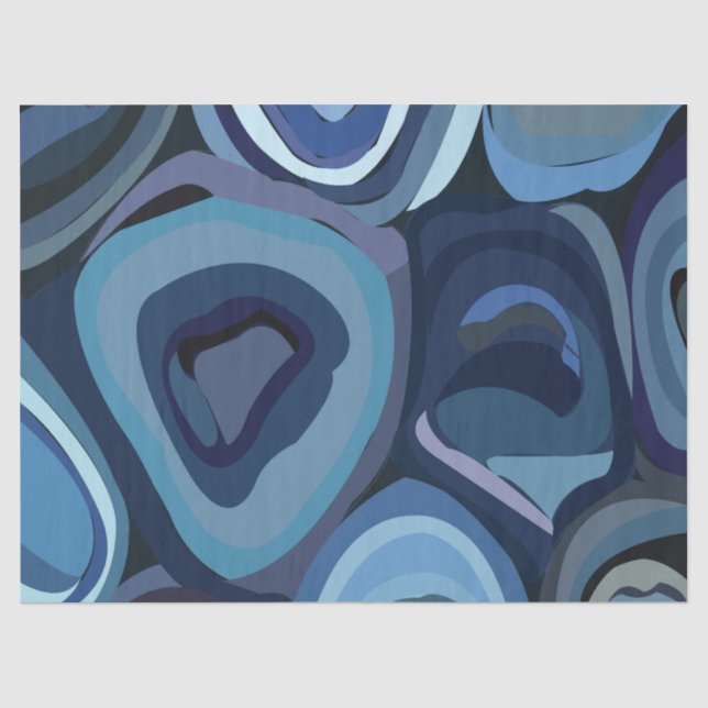 Papel De Seda Abstrato Geométrico com Meio Círculos Azul (Frente )