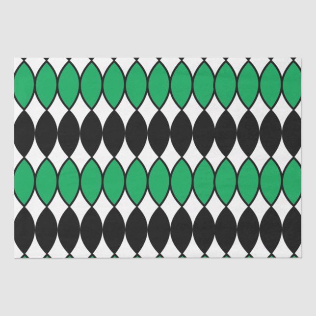 Papel De Seda Abstrato Geométrico Verde Preto (Frente )