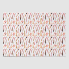 Papel De Seda Abstrato Girly Pink Floral Patterine Watercolor