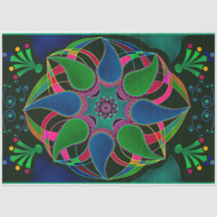 Papel De Seda Abstrato mandala leste asiático redondo preto orn