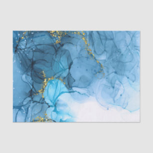 Papel De Seda Abstrato Marble Azul