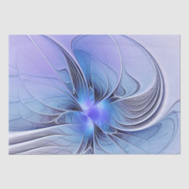 Papel De Seda Abstrato Modern Fractal Art Lavanda Azul