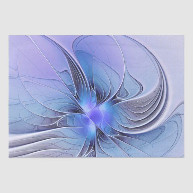 Papel De Seda Abstrato Modern Fractal Art Lavanda Azul (Frente )
