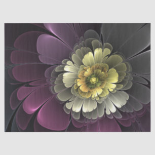 Papel De Seda Abstrato Modern Purpur Khaki Cinza Flor Fractal