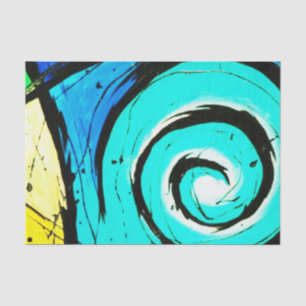 Papel De Seda Abstrato moderno Groovy dos redemoinhos do Aqua