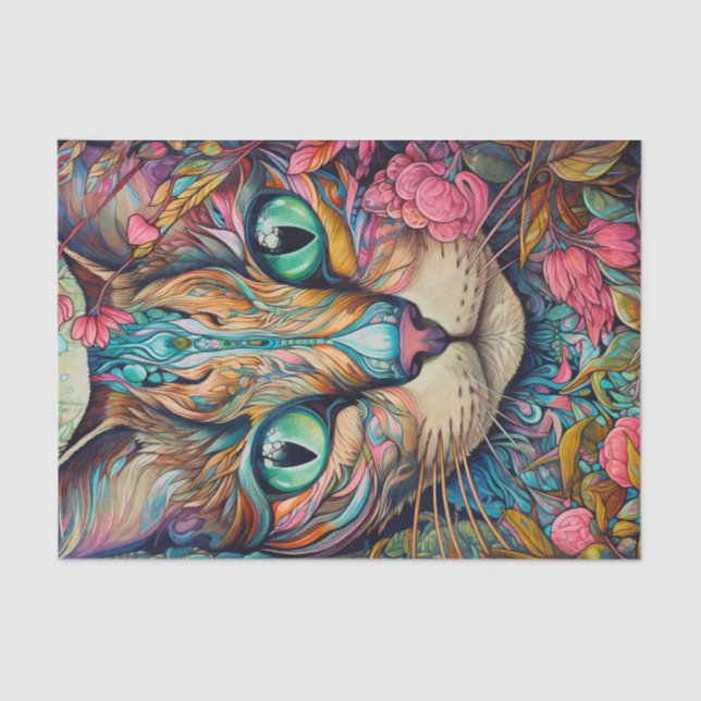 Papel De Seda Abstrato Moderno Tabby Cat (Frente )