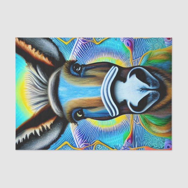 Papel De Seda Abstrato Multicolor Pequeno Macaco (Frente )