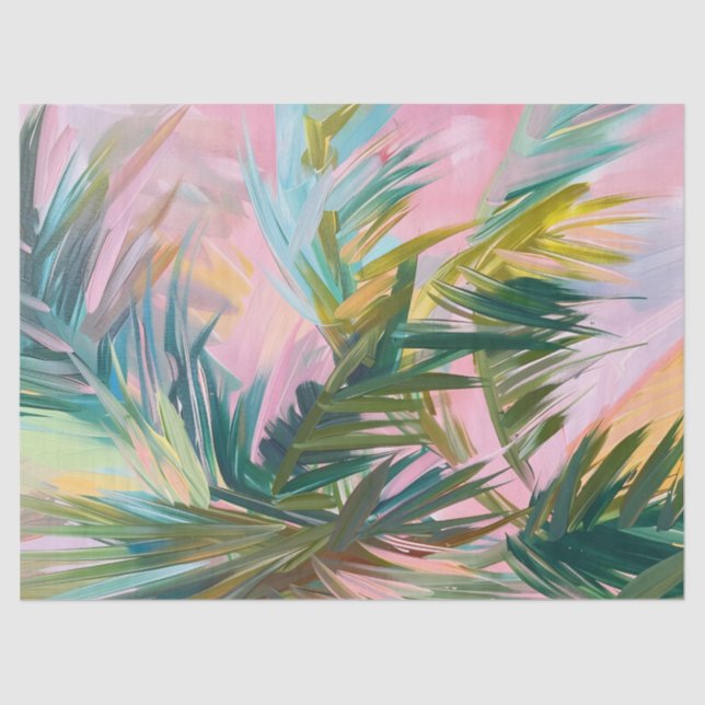 Papel De Seda Abstrato Palm Tree Frond Pink - Decoupage (Frente )