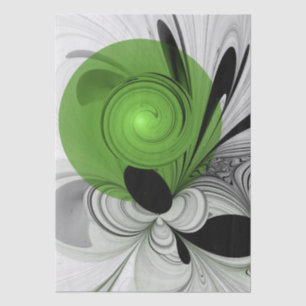 Papel De Seda Abstrato preto e branco com arte frontal verde