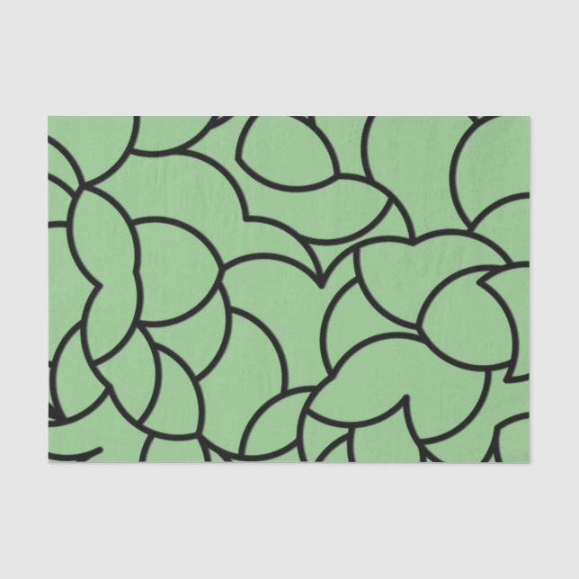 Papel De Seda Abstrato Preto e Verde Entrelaçados (Frente )
