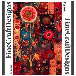 Papel De Seda Abstrato Red Floral Quilt Style Decoupage Estilo E