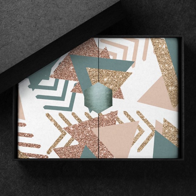 Papel De Seda abstrato retroativo 80s | Paleta verde e Dourada d (Criador carregado)