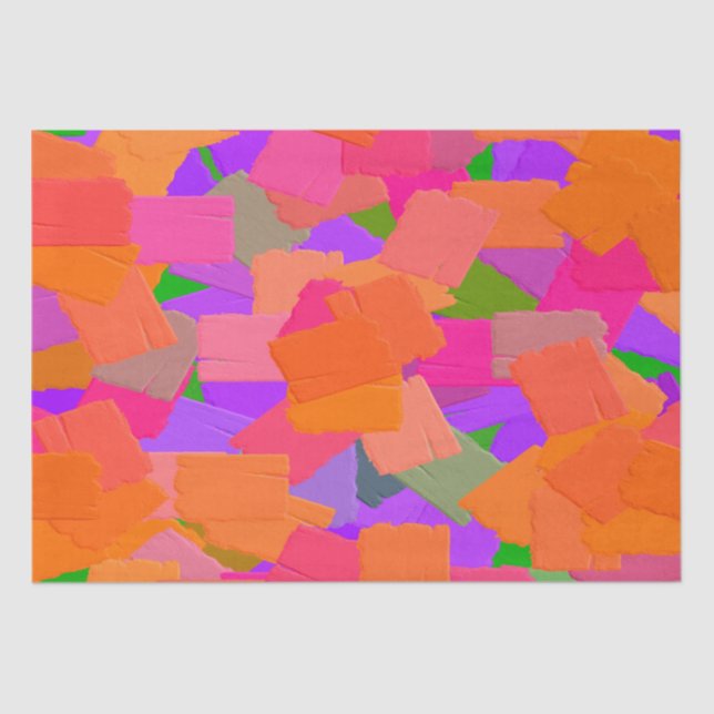 Papel De Seda Abstrato rosa, laranja e roxo (Frente )