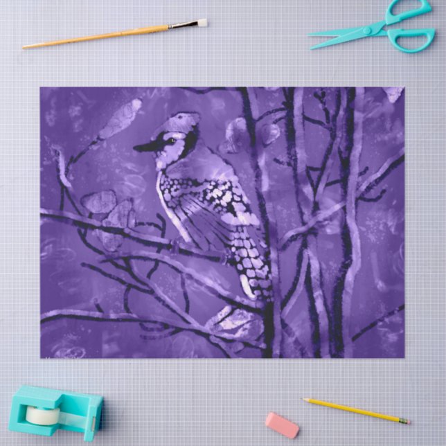 Papel De Seda Abstrato Roxo-preto azul-jay (Arte )