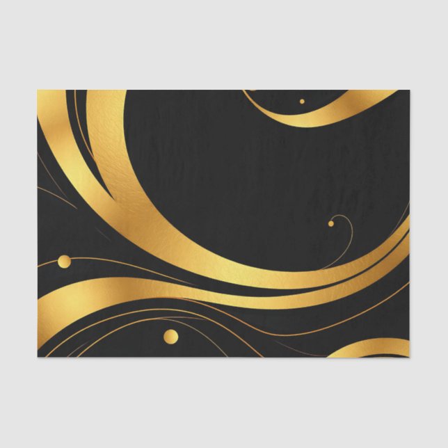 Papel De Seda Abstrato suga com texturas de folhas douradas e pr (Frente )