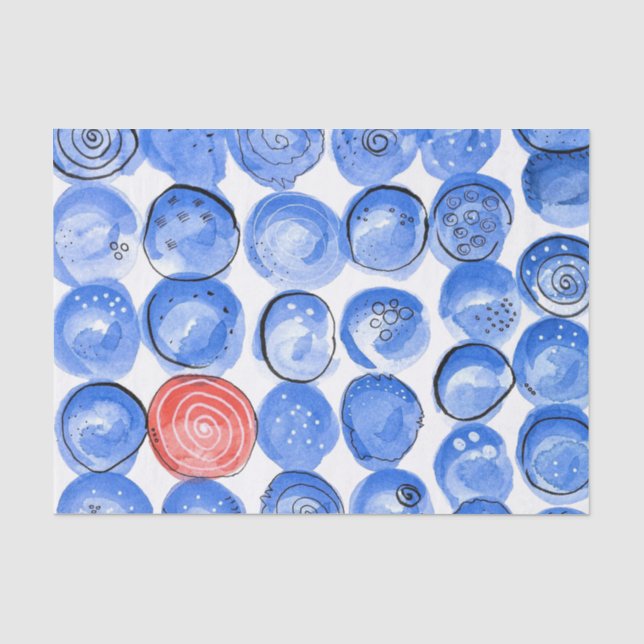 Papel De Seda Abstrato Watercolor Blue Pontos (Frente )