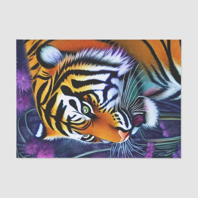 Papel De Seda Abstrato Wild Majexpressa Tiger (Frente )