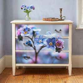 Papel De Seda Acento Lavanda Botânico Decoupage Não-Me-Esqueças