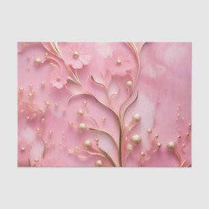 Papel De Seda Acentos Dourados do Mármaco Rosa Elegante