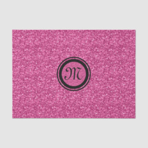 Papel De Seda Acentos Pretos Cor-de-Rosa e Brilhantes Monogramad