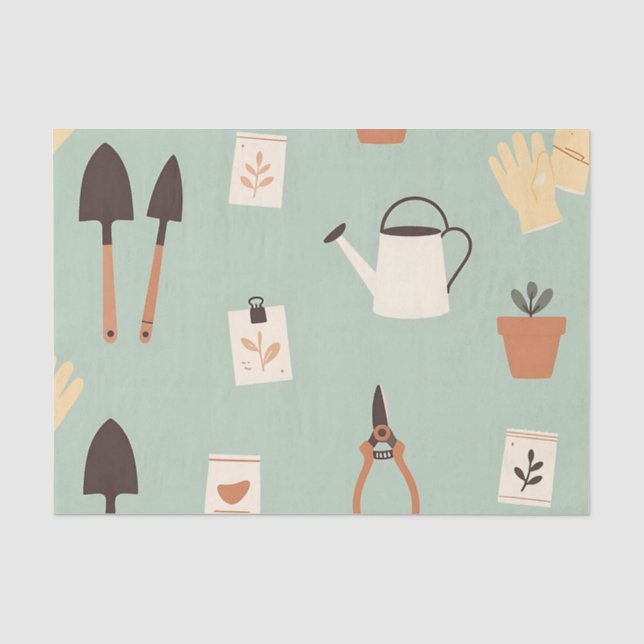 Papel De Seda Acessórios de jardinagem com padrão botânico (Frente )