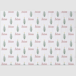 Papel De Seda Acredite no Natal Festivo Evergreen Tree Presente