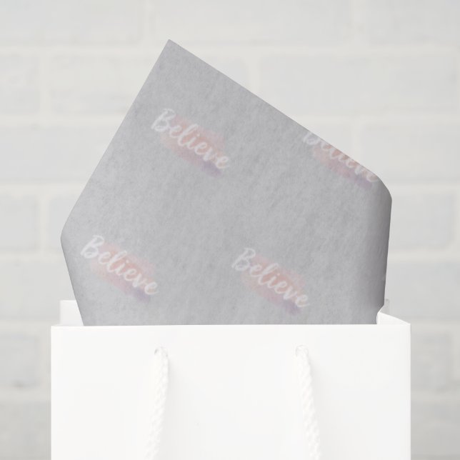 Papel De Seda Acredite texto caligráfico  (Sacola de presentes)